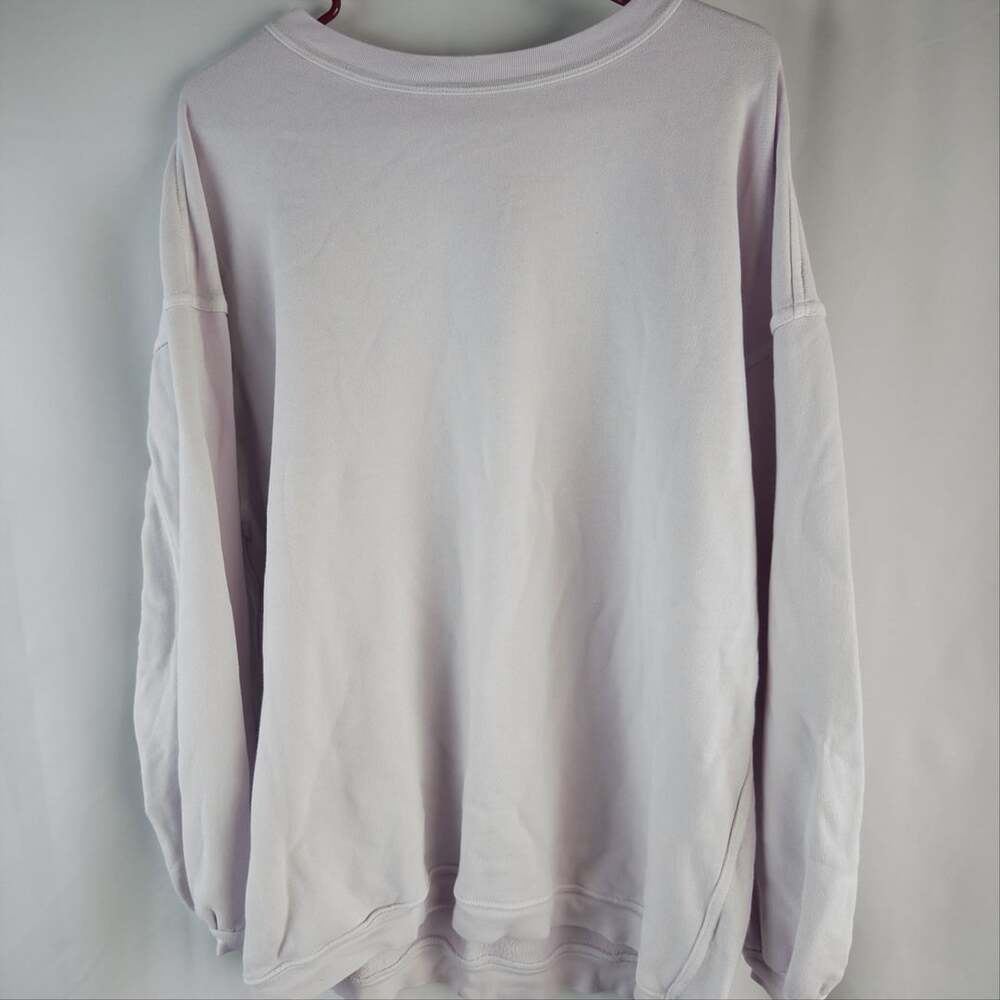 Aerie Big Chill Oversized Sweatshirt Lavender Size Large Raw Edge Crewneck